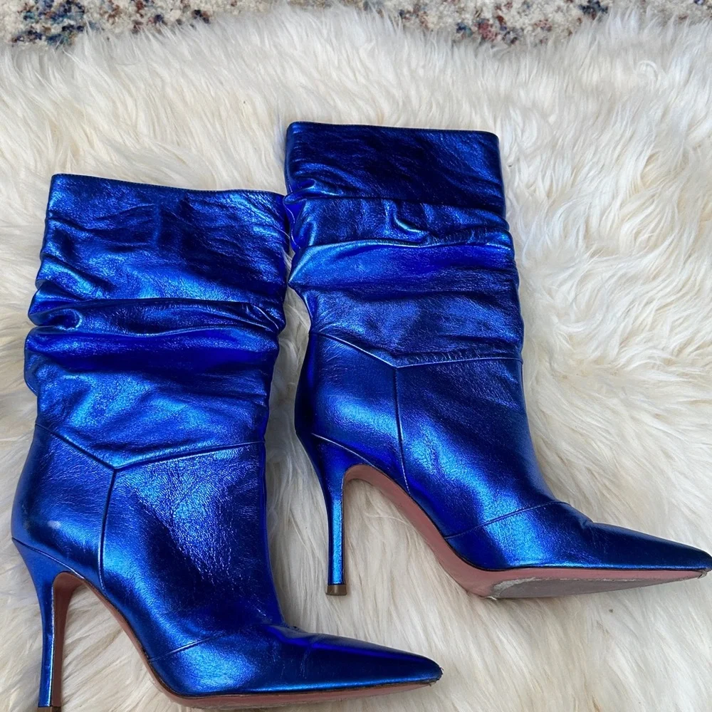 NIB AMINA MUADDI Metallic blue boots - Picture 9 of 9